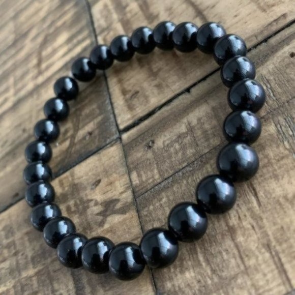 8mm Black Onyx Chakra Bead Stretch Bracelet - Picture 3 of 8